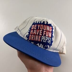 1993 Be Young Have Fun Drink Pepsi Vintage SnapBack Hat 90s Blue White